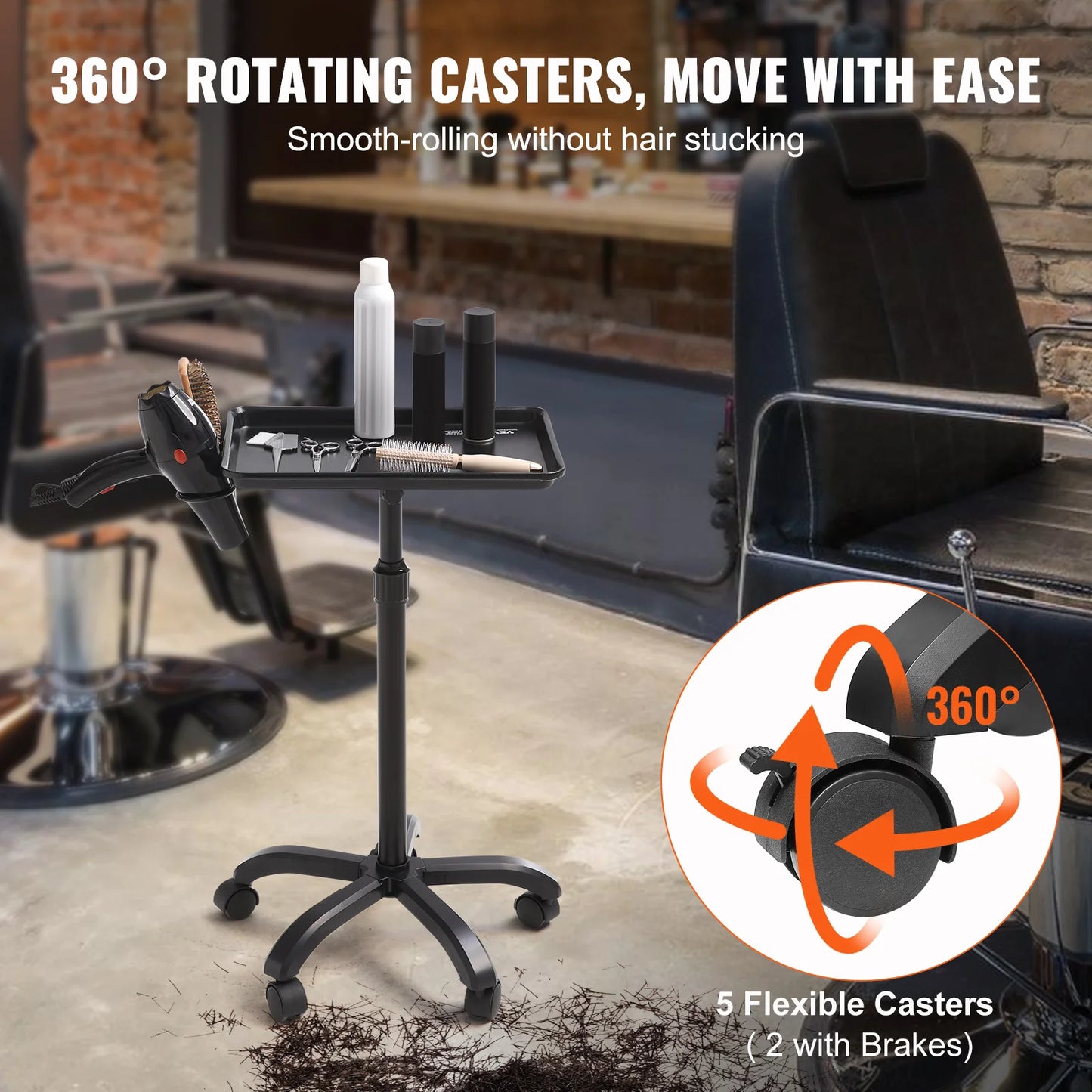 Salon Tray Cart Height Adjustable Rolling
