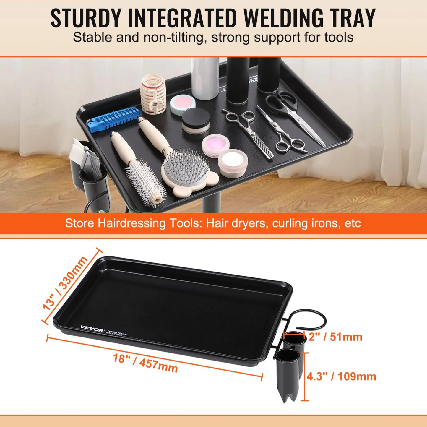 Salon Tray Cart Height Adjustable Rolling