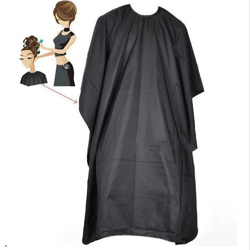 Hair Salon Cover Adult Hairdressing Cape Gown Grooming Apron Unisex Black Cloak