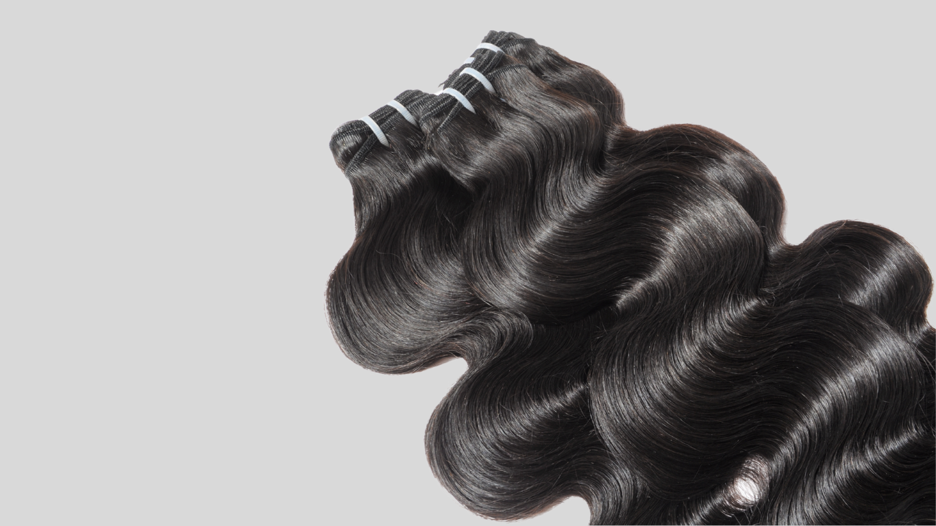 Diamond Beauty body wave hair bundles with smooth, shiny black waves for natural styling