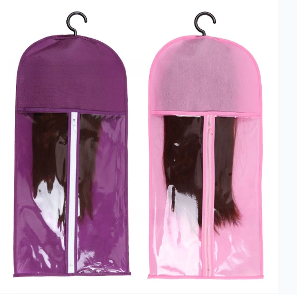 4/8 Set Long Wig Storage Bag Holder Case Hair Extensions Storage Bag With Hanger For Home Salon Organizer Pink/Black/Purple