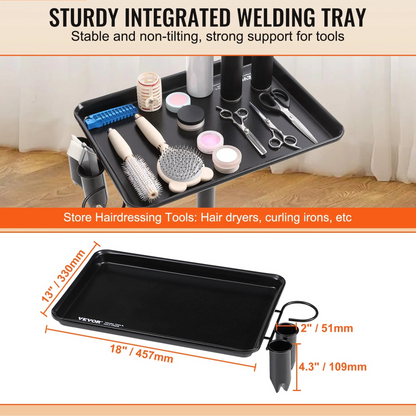 Salon Tray Cart Height Adjustable Rolling