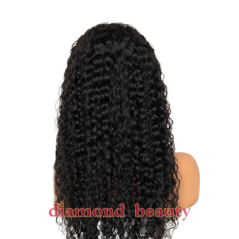 Diamond Beauty 13x6 deep wave wig with long curly black human hair shown from the back