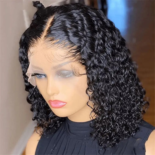 Diamond Beauty 13x6 curly lace front wig on mannequin with defined black curls and natural hairline